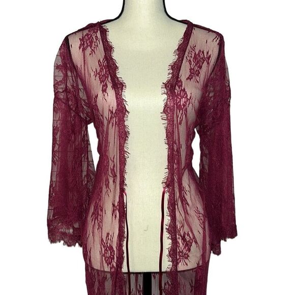 Ashley Stewart Sexy Lace Robe and Thong Set - Picture 6 of 13